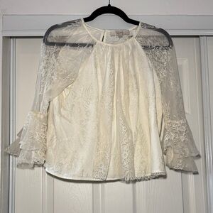 LOFT Women's Ivory Lace Blouse